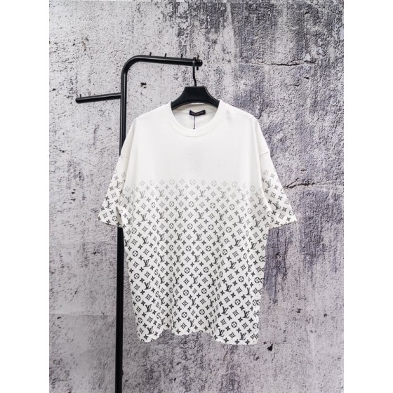 Louis Vuitton Summer New Gradient All-over Logo Print Short-Sleeve Crew Neck T-Shirt